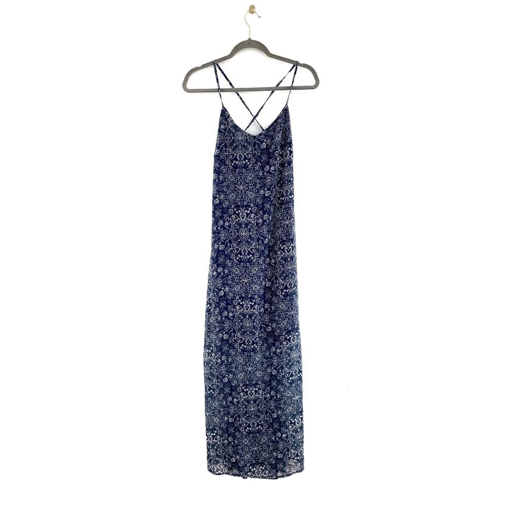 Lulus Sky Train Navy Blue Print Maxi Dress Size M - Picture 2 of 8